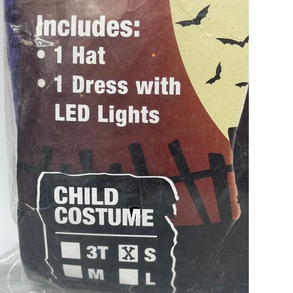 Spooktacular Creations Little Light Up Witch Costume Kids Size Small 2pc Purple